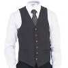 Gioberti Men's 6 Button Slim Fit Formal Herringbone Tweed Vest - 3 of 3