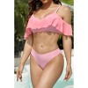 Womens 2 Piece Swimsuits High Waist Bikini Set Ruffle Twist Bathing Suit for Women - 2 of 4