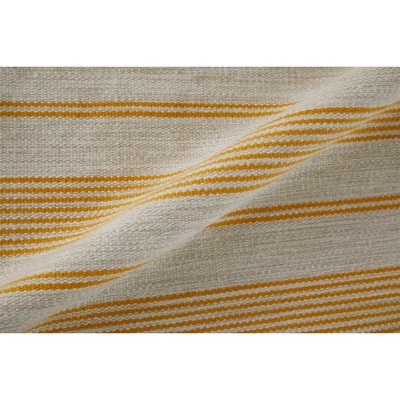 Yellow and Ivory Striped 5' x 8' Handwoven Reversible Rug