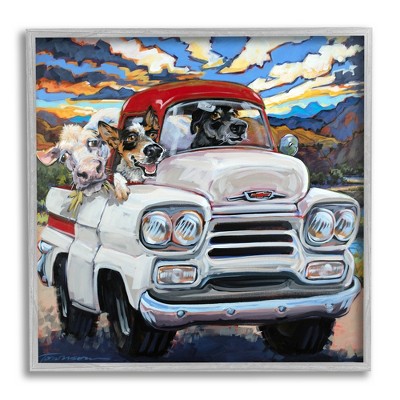 Stupell Industries Cattle Dogs Driving Rustic Truck Southwestern Farm Cow