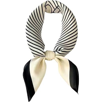 Fisfet 27.5 Inch Silk Feeling Scarf for Women Square Satin Head Scarf Hair Wrap Bandana