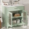 Christopher Knight Home Wiro Modern 31" Bathroom Vanity with Ceramic Sink, Tempered Glass Doors and Adjustable Shelves - 2 of 4