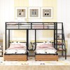 Okak Full over Twin-Twin Triple Loft Bunk Bed with 2 Drawers Metal Frame Bed with Staircase for Teens Kids Noise Reduced, Black - 2 of 4