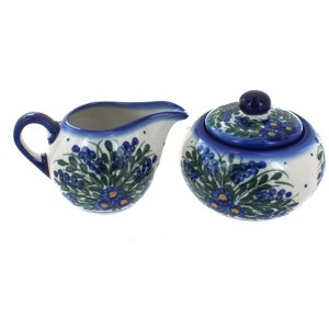 Blue Rose Polish Pottery 9B-16B WR Unikat Cream & Sugar Set - 1 of 1