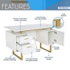 Anybear White and Gold Desk for Office with Drawers and Storage - 3 of 4