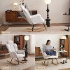CAVINAS Plush Teddy Fabric Accent Chair with High Back & Detachable Pillow, Cozy Rocking Armchair for Bedroom, Nursery, Living Room, Ivory - 2 of 4