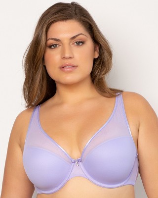 Curvy Couture Women's Sheer Mesh Unlined Underwire Bra Bark 44DD