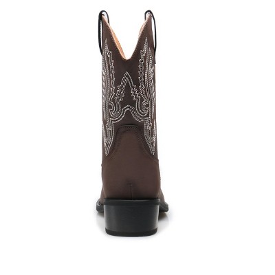 Santimon Men's Western Cowboy Boots, Mid-Calf Embroidered Pointed Toe Dress Formal Boots for Men Brown