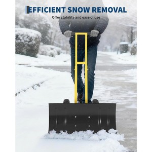 29x14 in Snow Shovel with 5-Position Angled Blade & Adjustable Handle, Heavy Duty Metal Snow Pusher Shovel with Wheels for Driveway, Doorway, Sidewalk - 1 of 4