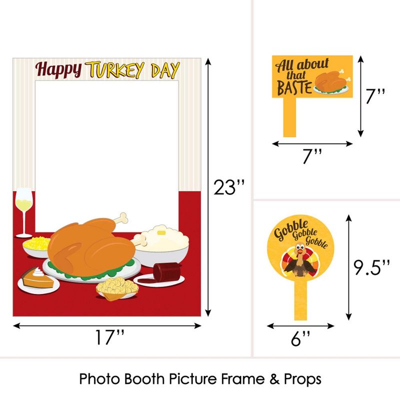 Big Dot of Happiness Thanksgiving Turkey - Fall Harvest & Thanksgiving Party Selfie Photo Booth Picture Frame & Props - Printed on Sturdy Material, 5 of 8