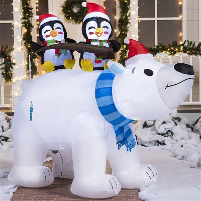 Joyfy 6.5 FT Christmas Inflatable Decoration, Polar Bear with Penguin Blow Up Lighted Inflatable for Christmas Indoor Outdoor Yard Garden Winter Decor