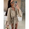 Coolmee Women's Dresses Casual Ruffle V Neck Puff Long Sleeve Elegant Flowy Short Mini Dress - 2 of 4