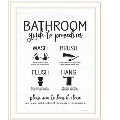 HomeRoots Bathroom Guide White Framed Print Bathroom Wall Art
