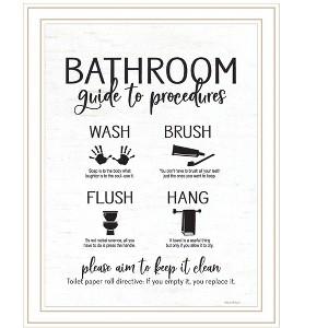 HomeRoots Bathroom Guide White Framed Print Bathroom Wall Art - 1 of 3