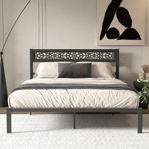 Galano Candence Eirwen Metal Frame Queen Platform Bed in White, Black - 1 of 4