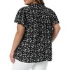 Women's Plus Size Floral Ruffle V Neck Double Short Sleeve Pleated Summer Casual Blouse - Agnes Orinda - 4 of 4