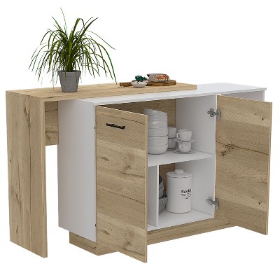 NicBex 2 Shelves Kitchen Island Cart with 2-Door Cabinet,Kitchen Island with Storage,Modern Kitchen Table,Island Table for Kitchen