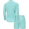 Men's 2 Piece sets beach outfits Summer casual Linen Sets Henley Shirts and Shorts - 2 of 4