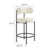 Modway Albie Counter Stools – Set of 2 Boucle Fabric Upholstered Modern Bar Chairs with Tapered Wood Legs - 3 of 4