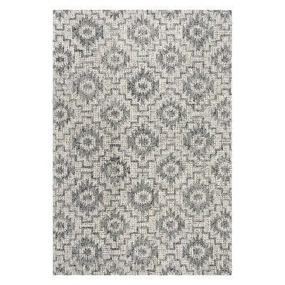 4'X6' Geometric Design Tufted Area Rug Ivory/Dark Gray - Safavieh