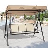 Costway 3 Person Outdoor Patio Swing Canopy Awning Yard Furniture Hammock Steel Beige - 3 of 4