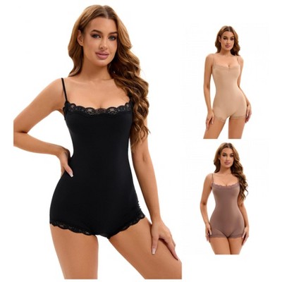 INSPIRE CHIC 3 Pcs Women's Lace Trim Cami Adjustable Straps Tummy Control Butt Lifter Body Shapers