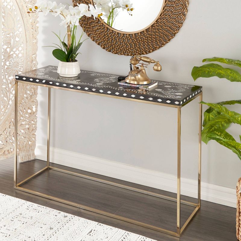 Eclectic Wood Console Table Gold - Olivia &#38; May, 3 of 25