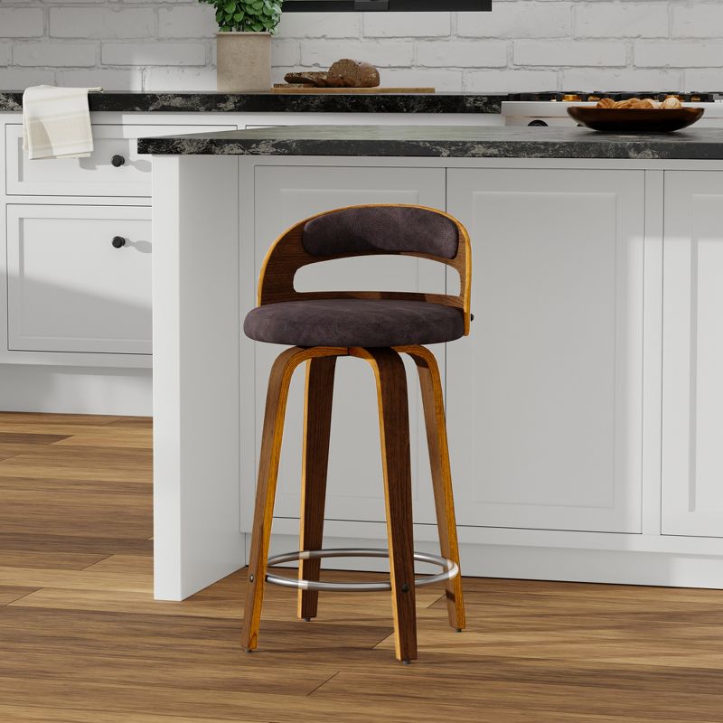 eLuxury Modern Upholstered Swivel Dining Chairs, 2 of 9