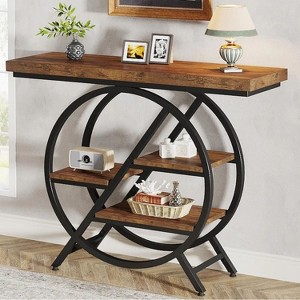 Hommoo 4-Tier Console Table, 39.4" Entryway Table with Geometric Metal Frame - 1 of 4