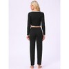 INSPIRE CHIC Women's Long Sleeve Full Length Solid Flounce Pajama Set Lounge Set - 4 of 4