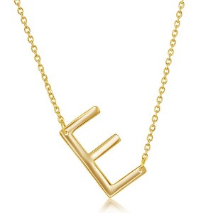 Bella Silver Sterling Silver Sideways Initial 18" Pendant Necklace - Available Colors: Silver, Gold - 1 of 2