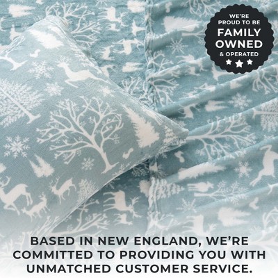 King Enchanted Woods Blue Velvet Plush Fleece Sheet Set