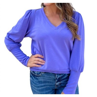 Women's V-Neck Bishop Sleeve Top - Karen Kane