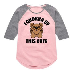 Girls' - Instant Message - I Quokka Up This Cute Shirt Tail Raglan Graphic T-shirt - 1 of 4