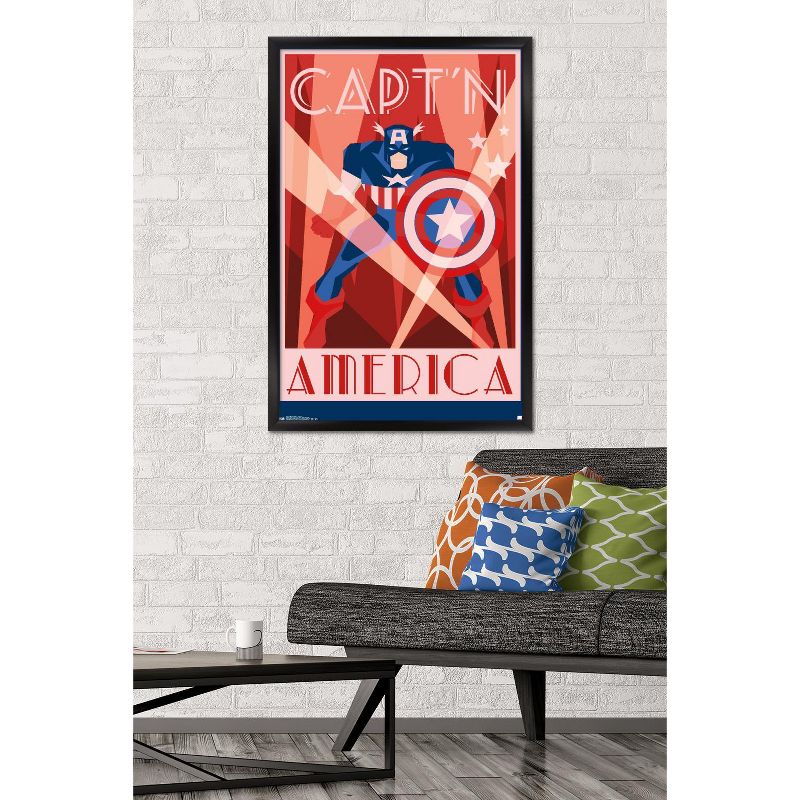 Trends International Marvel Comics - Captain America - Art Deco Framed Wall Poster Prints, 2 of 7