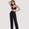 Anna-Kaci Lounge Women's 3-Piece Pajama Set with Bralette Top, Button Down Shirt, and Wide Leg Pants - 3 of 4