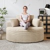 Oversized Round Accent Chair Corduroy Sponge Single Sofa Lounge with Deep Seat and Removable Pillows for Living Room-The Pop Home - 3 of 4
