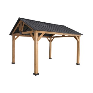 YARDSIGHT 11'x13' Hardtop Gazebo with Galvanized Steel Roof, Wooden Frame, Permanent Pavilion for Garden, Patio, Backyard, Lawn - 1 of 4