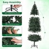 TackView Pre-Lit Pencil Christmas Tree, 6ft Hinged Slim Artificial Xmas Tree with Metal Stand for Home Office Party Holiday Decoration - 2 of 4