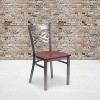 Emma and Oliver 2 Pack Clear Coated "X" Back Metal Restaurant Chair - 2 of 4