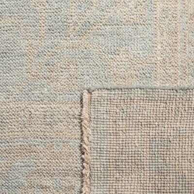 Light Blue and Ivory Hand-Knotted Wool Floral Area Rug 6' x 9'
