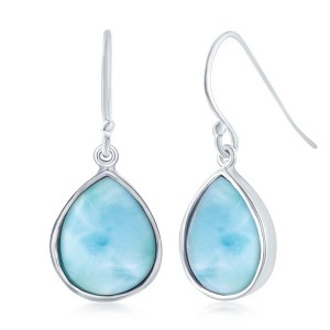 Caribbean Treasures Sterling Silver Teardrop Larimar Earrings - Blue - 1 of 3