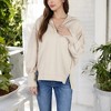 Anna-Kaci Women's Long Sleeve Pullover Hoodie with Button Neck and Raw Hem Detail - 4 of 4