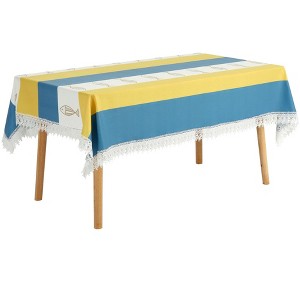 Unique Bargains Party Outdoor Lace Rectangle Macrame Rustic Tablecloth 1 Pc - 1 of 4