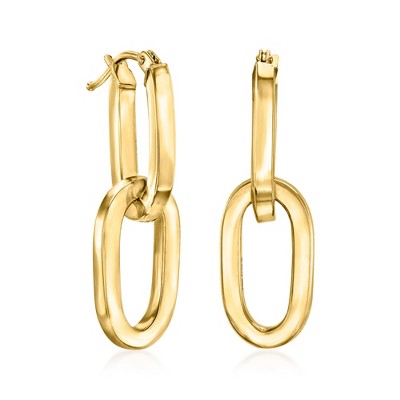 Ross-Simons Italian 14kt Yellow Gold Removable Paper Clip Link Hoop Drop Earrings