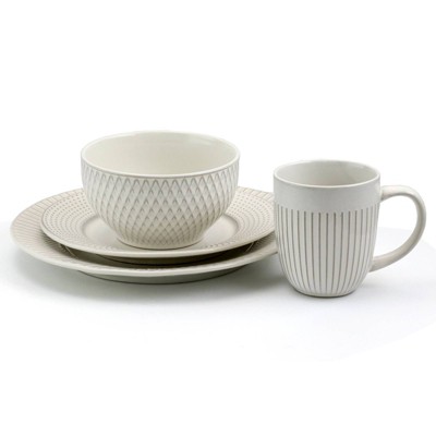 16-Piece White Ceramic Modern Dinnerware Set