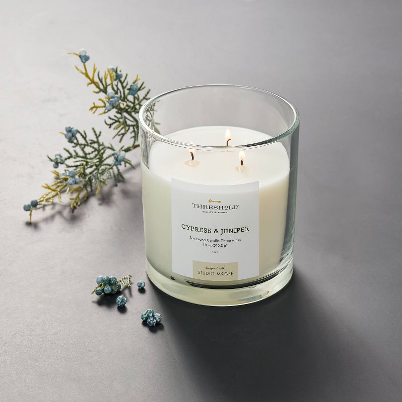  Clear Glass Cypress & Juniper Candle White - Threshold™ designed with Studio McGee, 3 of 13