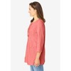 Woman Within Plus Size Lace-Up Three-Quarter Sleeve Tee - 4 of 4