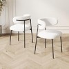 SEVOBAL Dining Chairs Set of 2 Modern Teddy Velvet Chairs with Black Metal Legs Easy Assembly for Dining Room, White, 30.7"*19.1"*19.1" - 3 of 4