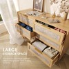 47.2" Wide 6-Drawer Oak Double Dresser with Rattan Fronts, Wooden Chest of Drawers with Golden Handles, Versatile Buffet Sideboard & Storage Cabinet - 2 of 4